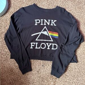 Women’s XL Pink Floyd Graphic Black Cropped Long Sleeve